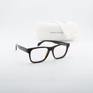 Alexander McQueen AM0307O 002 Square Eyeglasses 55mm - Dark Havana